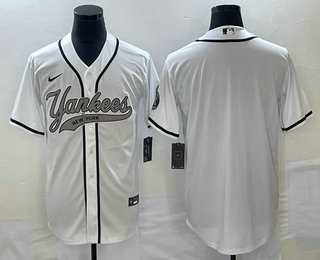 Men%27s New York Yankees Blank White Cool Base Stitched Baseball Jerseys->new york yankees->MLB Jersey